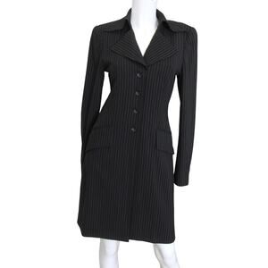SOLD*** Escada Blazer Dress Black Pinstripe Wool Dark Academia